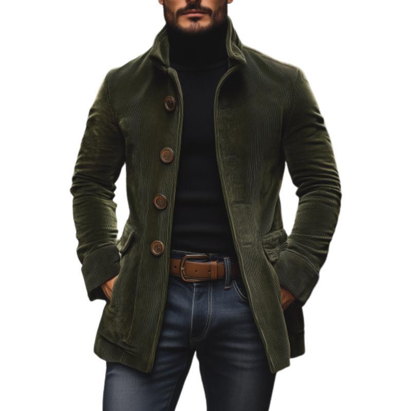 Men’s Stand Collar Corduroy Jacket