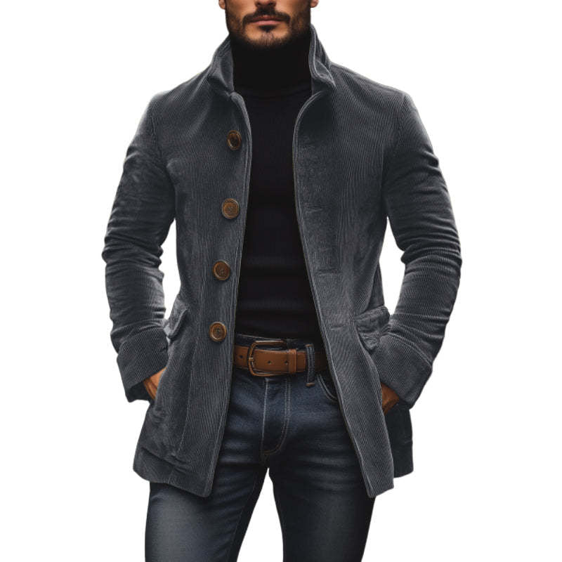 Men’s Stand Collar Corduroy Jacket