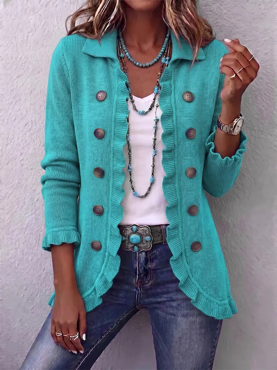 Women’s Ruffled Knit Cardigan