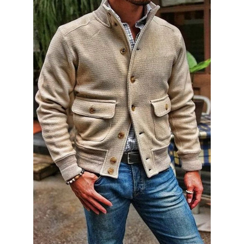 Stand Collar Solid Color Jacket