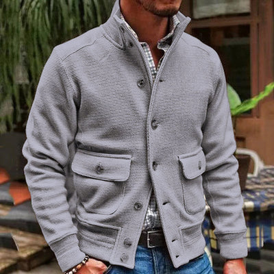 Stand Collar Solid Color Jacket