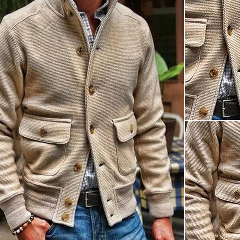 Stand Collar Solid Color Jacket