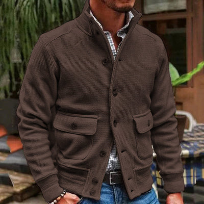 Stand Collar Solid Color Jacket