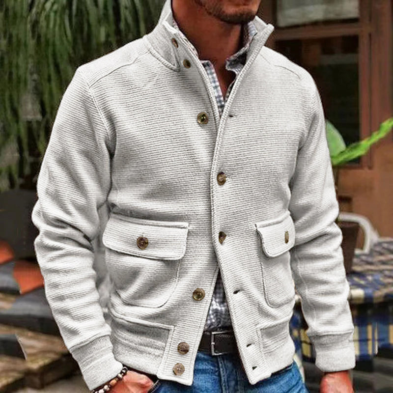Stand Collar Solid Color Jacket