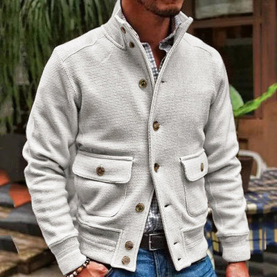 Stand Collar Solid Color Jacket