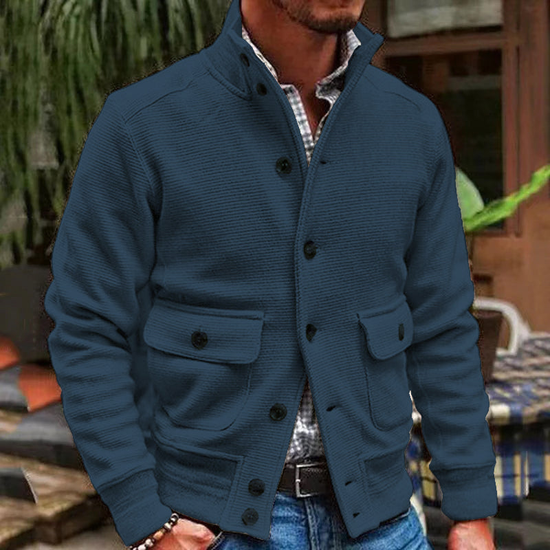 Stand Collar Solid Color Jacket