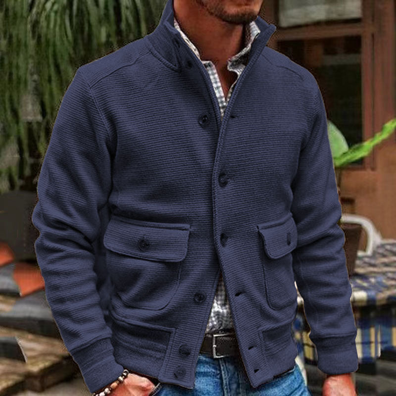 Stand Collar Solid Color Jacket