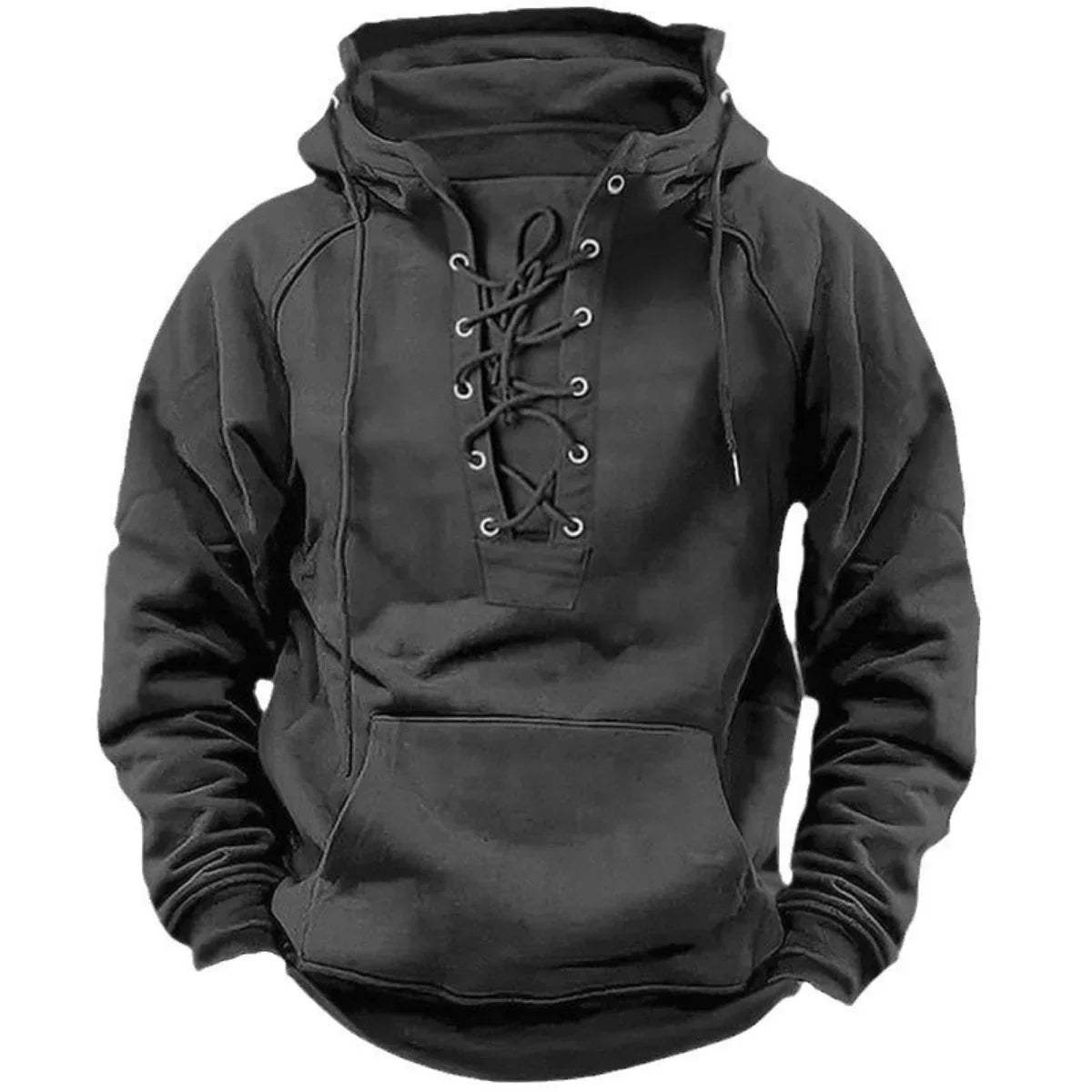 Leon – Retro Outdoor Hoodie with Laces, Designed for Autumn and Winter