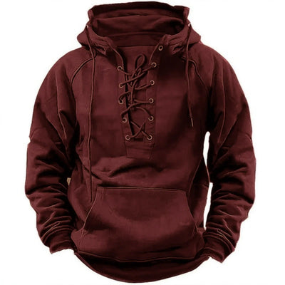 Leon – Retro Outdoor Hoodie with Laces, Designed for Autumn and Winter