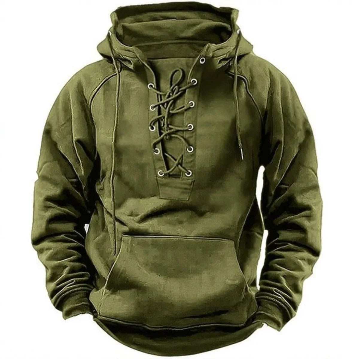 Leon – Retro Outdoor Hoodie with Laces, Designed for Autumn and Winter