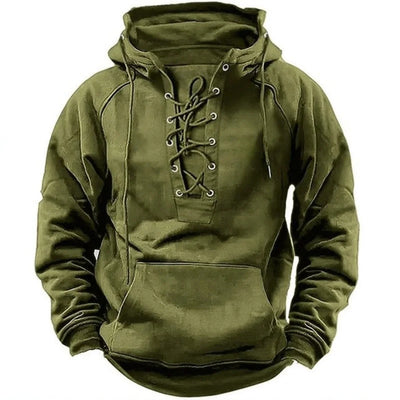 Leon – Retro Outdoor Hoodie with Laces, Designed for Autumn and Winter
