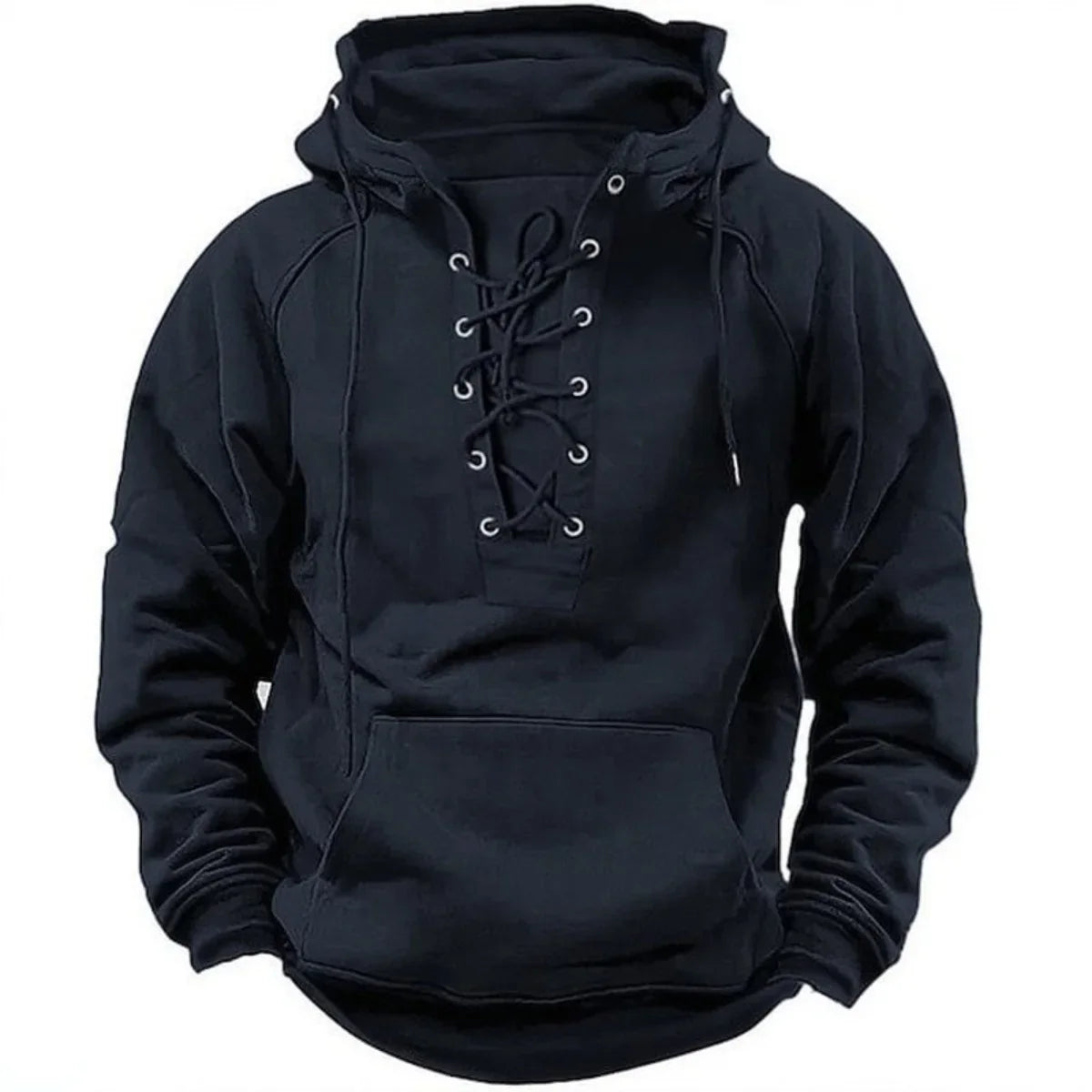 Leon – Retro Outdoor Hoodie with Laces, Designed for Autumn and Winter