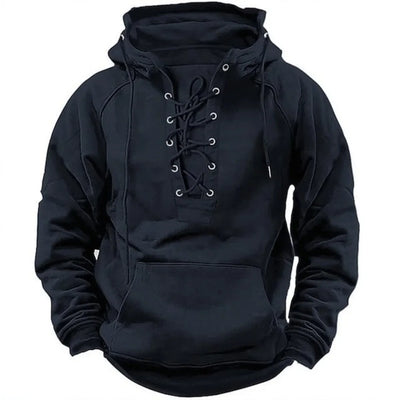 Leon – Retro Outdoor Hoodie with Laces, Designed for Autumn and Winter