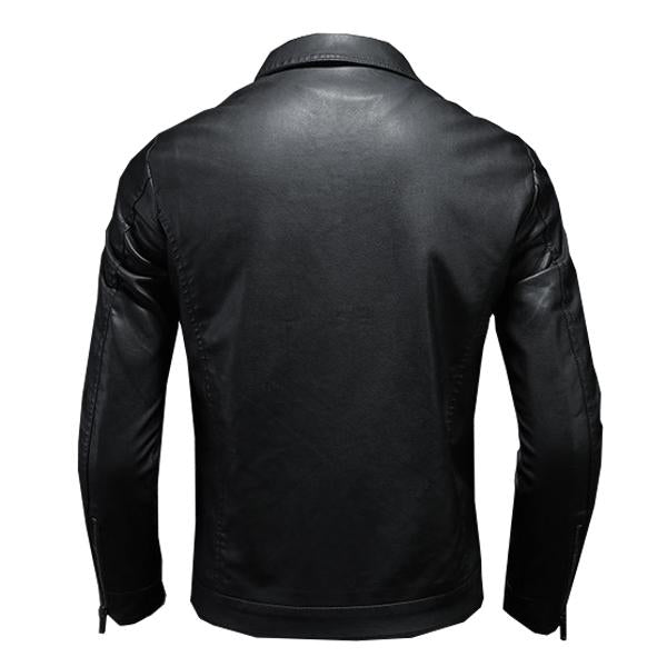 Lapel Leather Biker Jacket