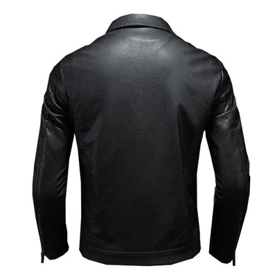 Lapel Leather Biker Jacket