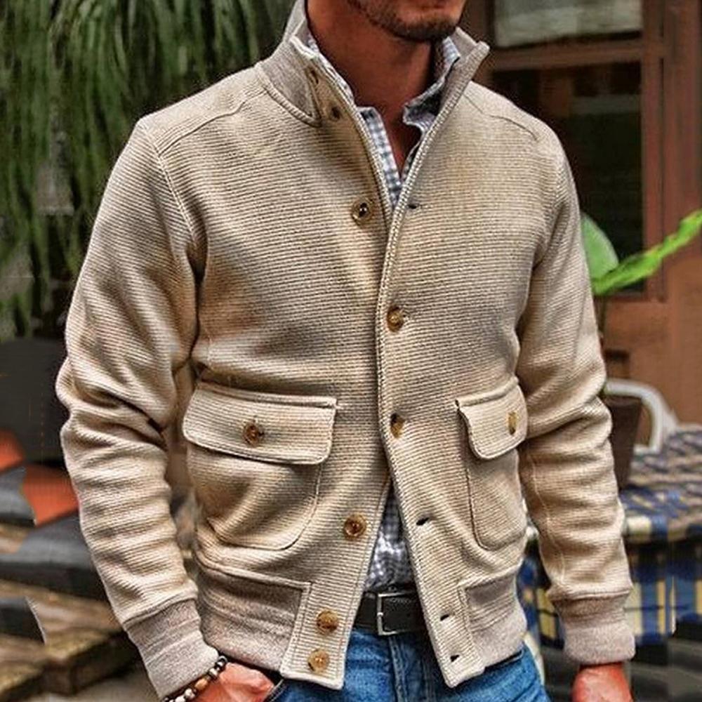 Stand Collar Solid Color Jacket